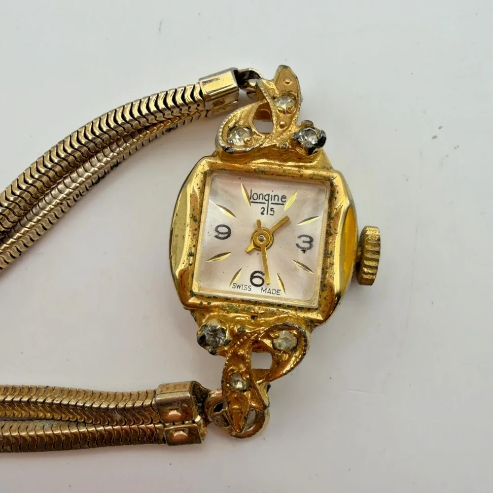 Vintage Longine 215 Ladies Swiss Manual Wind Bracelet Watch Parts